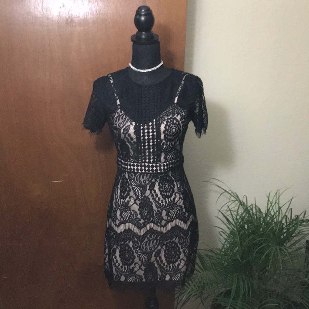 NWT Black lace short dress As beautiful as can be!